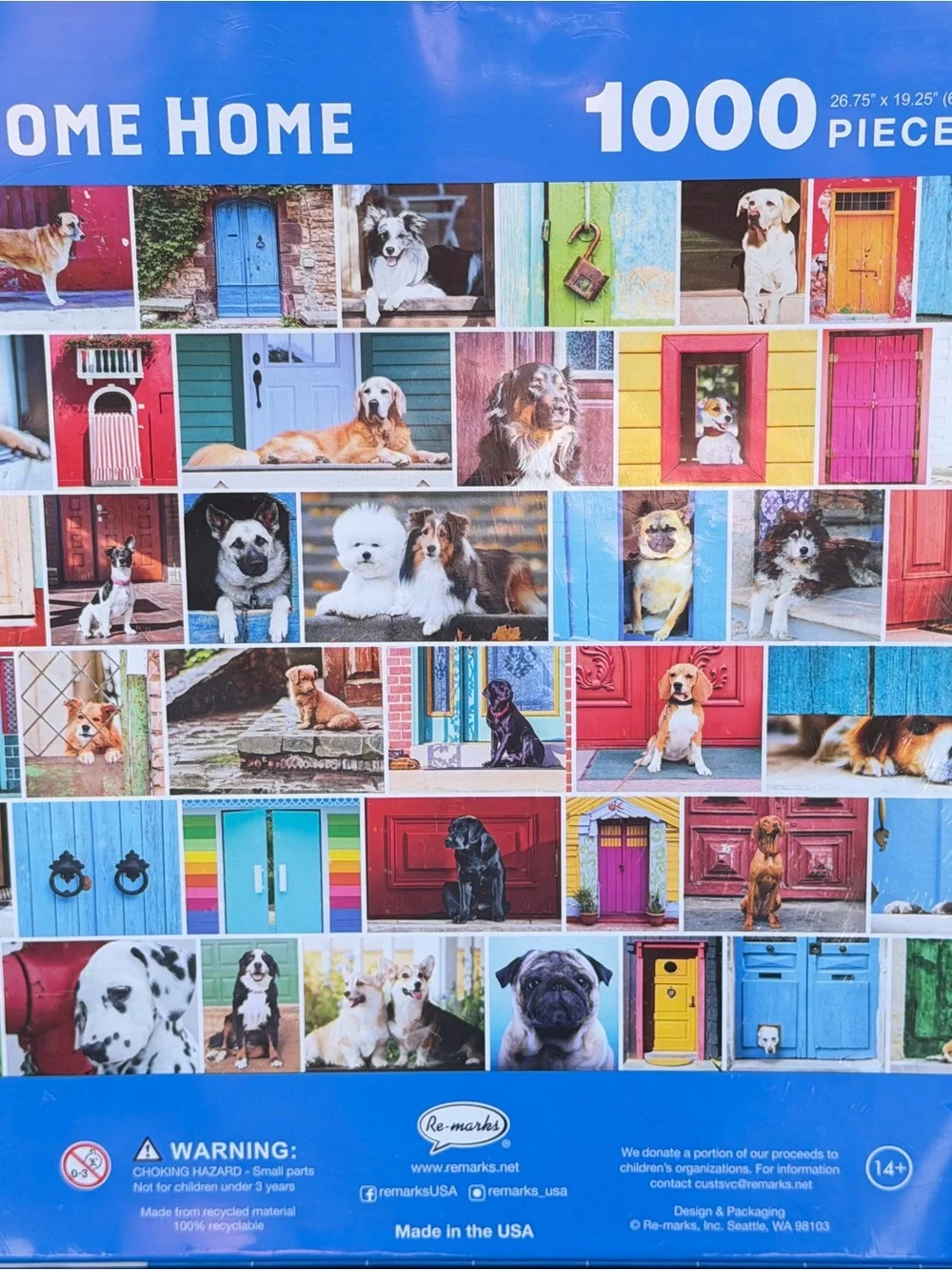 Welcome Home 1000-Piece Jigsaw Puzzle - Colorful Doors & Dogs